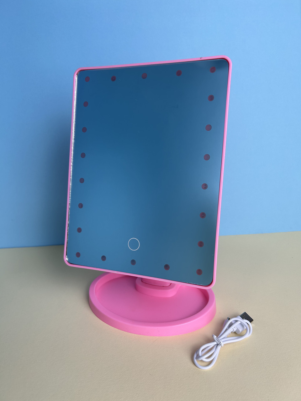Дзеркало для макіяжу Magic Makeup Mirror з 22 LED-підсвічуванням, рожеве
