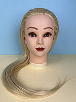 Учебная голова-манекен для причесок с искусственными термо-волосами, блондинка
