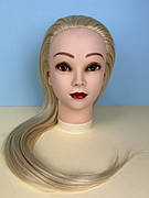 Навчальна голова-манекен для зачісок з штучними термо-волоссям, блондинка