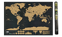 Скретч Мапа світу 30*43 см із планом подорожей на звороті.