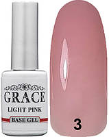 Каучуковая основа, база для гель-лака Грейс Grace Rubber Base Light Pink 10 мл