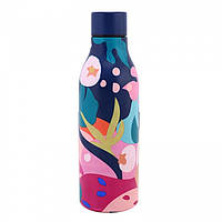 Металева термо пляшка 550 мл Rubber Тропік, темно синя