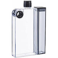 Плоска пляшка для води з контейнером А5 Box, 400 мл, чорна