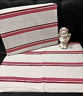 Простынь на резинке 160х200см + 2 шт наволочки 50х70см -Фланель Cotton Collection red stripe