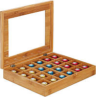 Коробка-шкатулка Relaxdays из бамбука для хранения чая кофе капсул сладостей и прочего 5,50 x 30 x 25 см