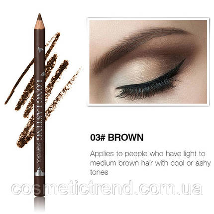 Олівець для брів стійкий натуральний коричневий Menow Long Lasting EyeBrow pencil Waterproof P-113 #03, фото 1