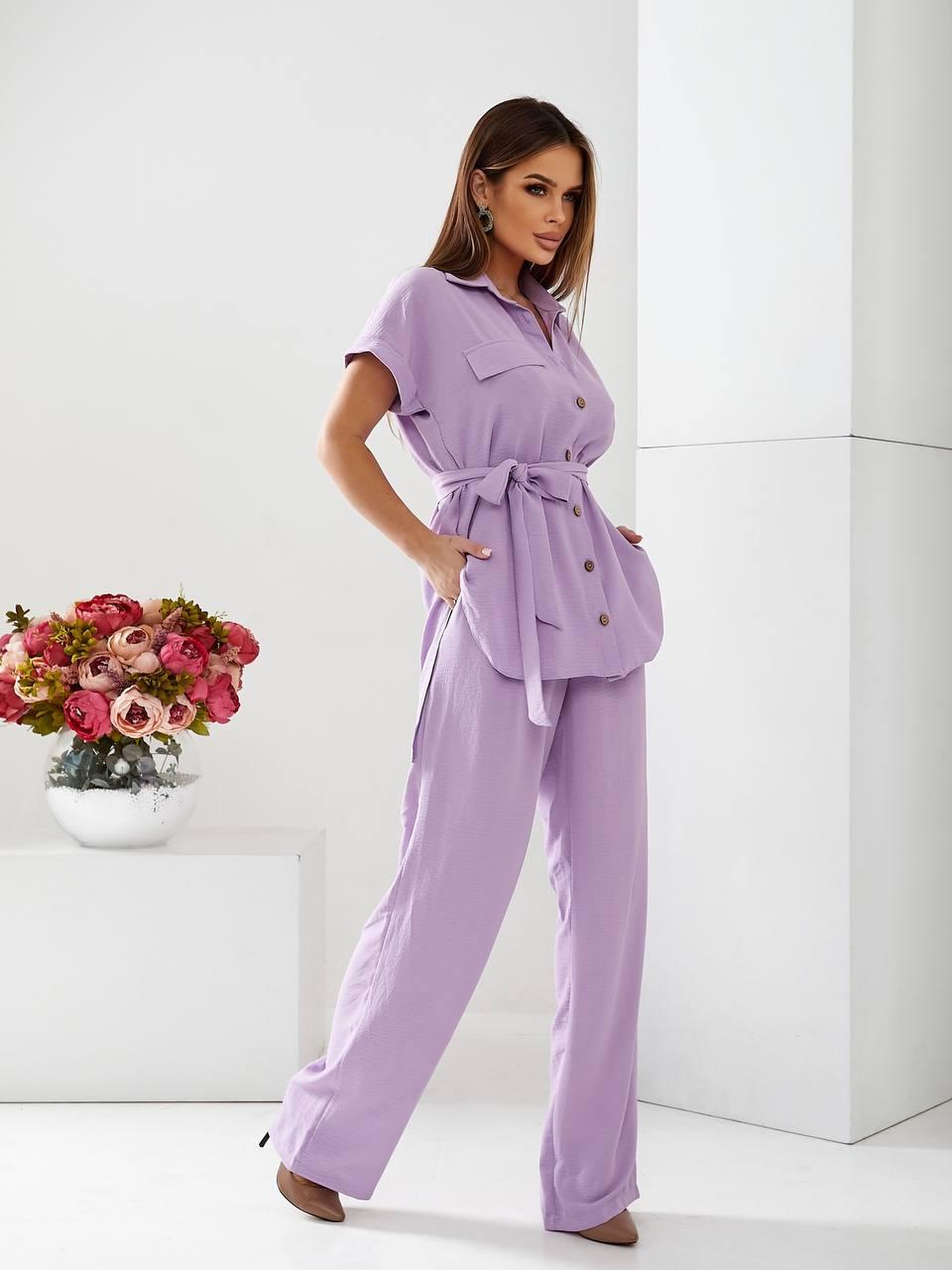 Легкий літній черевний костюм арт. 428, бузковий/ бузок