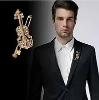 Брошь сувенир музыканту в виде скрипичного ключа