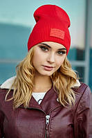 Классическая женская шапка с хлопком "Алекс"- 5133 красный