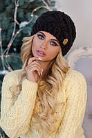 Классическая шапка крупной узорной вязки "Дюран" - 4601 черный