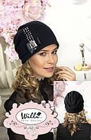 Жіноча шапка з прикрасою "Розальда" (Rosalda) 018 чорний