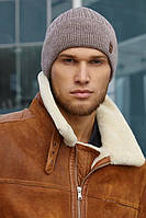 Мужская шапка с отворотом "Виват" (флис) - 4921 темный кофе