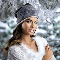 Шапочка Willi з трикотажу "Альдона" графіт, чорний, бордовий