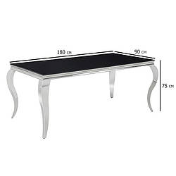 Кухонний стіл із чорного скла Prince 180x90 см на хромованих ніжках