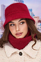 Модний комплект із панами та снуда бордового кольору 4974-77