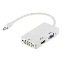 Переходник PowerPlant Mini DisplayPort - DVI-VGA-HDMI 0.2m White (CA910946)