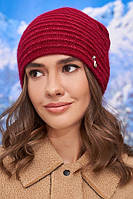 Пушистая шапка-колпак Розали бордовая 4976