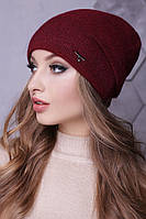 Красивая женская шапочка из ангоры "Клэр" - 0296 бордо
