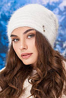 Белая пушистая шапка-колпак Розали 4976
