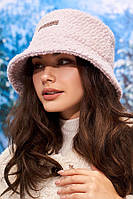 Утепленная стильная панама пудрового цвета 6084