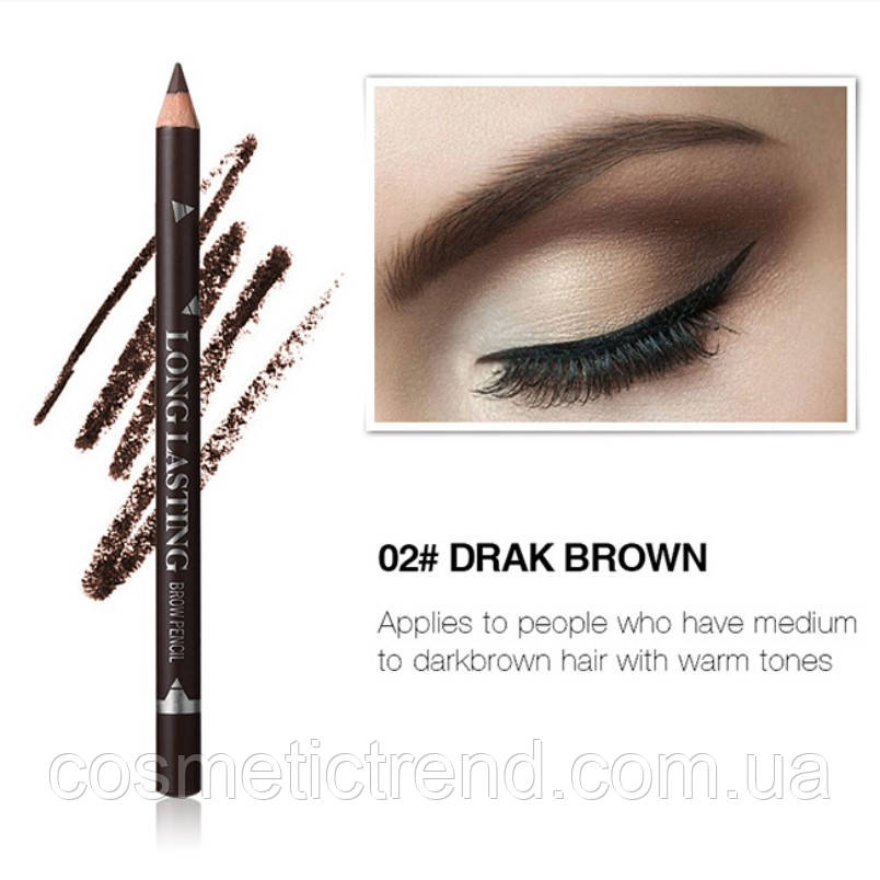 Олівець для брів стійкий темно-коричневий Menow Long Lasting EyeBrow pencil Waterproof P-113 #02