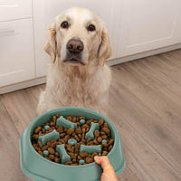 Протиковзка миска для повільного і здорового годування собак, 500 мл, пластик Рожевий.