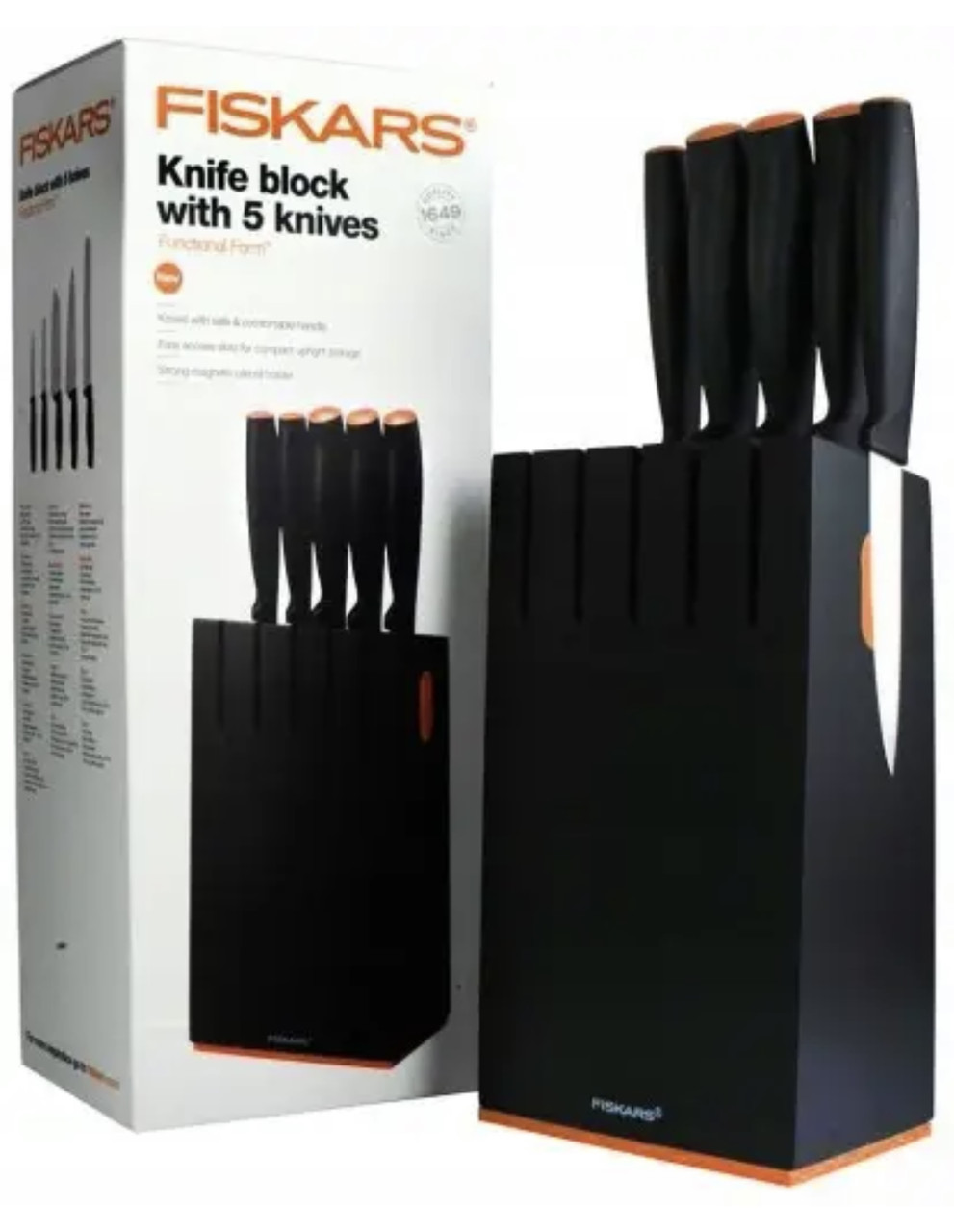 Набір ножів на підставці FISKARS Functional Form 1068068 (6 шт.) 5 ножів +  підставка, фото 1