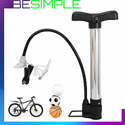 Насос велосипедний, алюмінієвий / Ручний насос для велосипеда та м'яча / Підлоговий велонасос