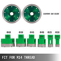 VEVOR набор пил для отверстий алмазная пила набор пил для плитки алмазная пила набор сверл M14