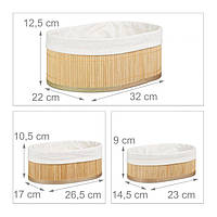 Комплект корзин для полок из бамбука, состоящий из трех частей