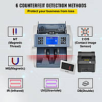VEVOR Счетчик стоимости Счетчик денег для смешанных банкнот, Счетчик банкнот Машина для подсчета денег 800 шт.