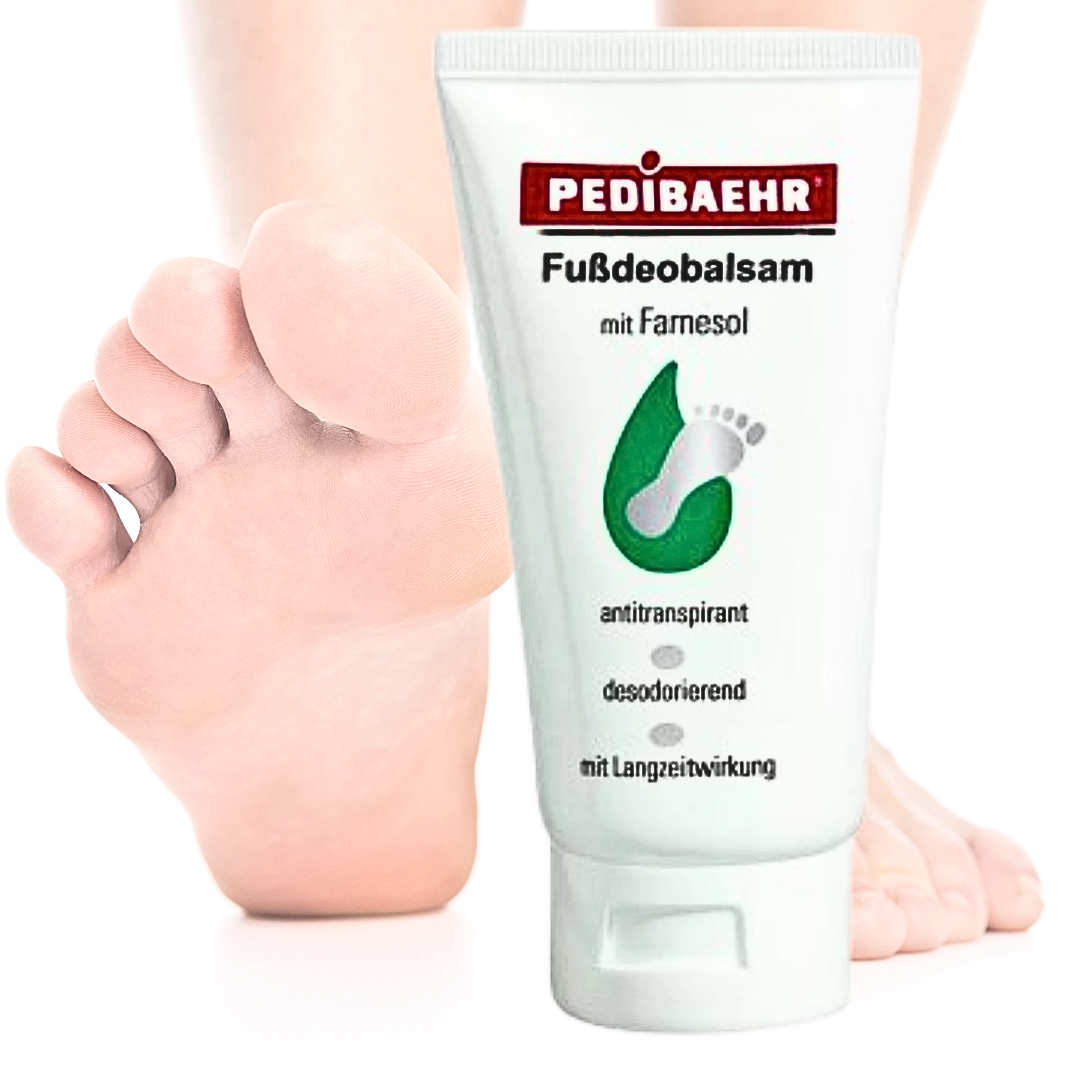 Крем для ніг від поту та запаху, дезодорувальний бальзам із фарнезолом, препарат проти пітливості PediBaehr 75 мл