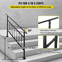 Поручень VEVOR квадратний 172,5x83,5 см Огорожа для сходів на 1-4 сходинки Балясина регульована по висоті і куту нахилу Ковані