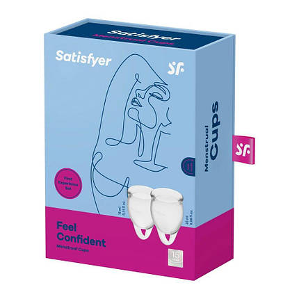 Набір менструальних чаш Satisfyer Feel Confident (Transparent), 15мл і 20мл, мішечок для зберігання, фото 3