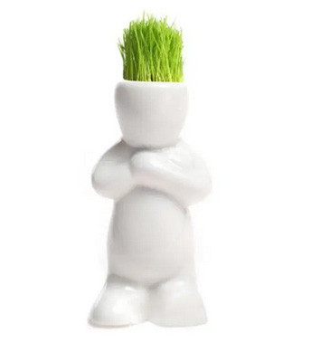 Травянчик с семенами Человечек из керамики - фото 1 - id-p1832567217