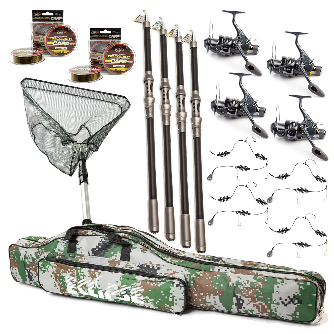 Короповий набір Boya BY Kyogi 2.7м Котушка Hiboy 4000 Чохол для вудлищ 100см Лісочка 150м та Вбивця карася