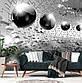 Флізелінові фотошпалери для стін круги 3D 368 x 254 см Абстракція — Сірі кулі в тунелі (13595V8) Найкраща якість, фото 2