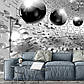 Флізелінові фотошпалери для стін круги 3D 368 x 254 см Абстракція — Сірі кулі в тунелі (13595V8) Найкраща якість, фото 4