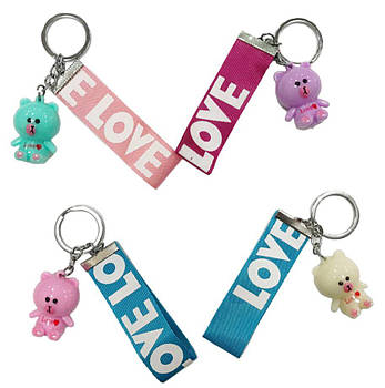 Брелок дитячий SuperBrelok Ведмедик 4см зі стрічкою LOVE №3062