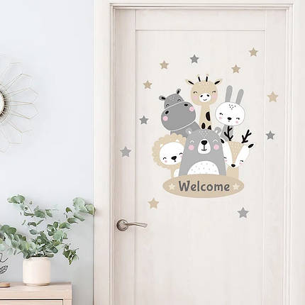 Вінілові наклейки на стіну Звірі -Welcome (лист 40 х 60 см) Б480-11, фото 1