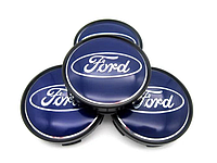 Колпачок - заглушка колесного диска Ford 56/59мм синие (к-т 4шт). Колпачки ступиц колес