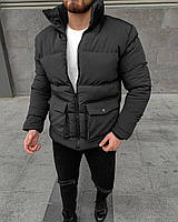 Мужская курточка стёганая зимняя короткая чёрного цвета Over base