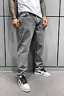 Мужские стильные свободные джинсы МОМ базовые серого цвета люкс