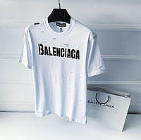 Мужская стильная брендовая футболка белого цвета с принтами Турецкое качество Balenciaga