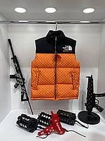 Мужская стильная стёганая жилетка оранжевого цвета The North Face Gucci