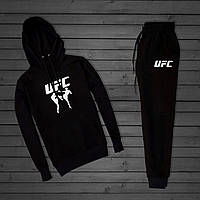 Стильный мужской спортивный костюм чёрного цвета Турция на флисе UFC