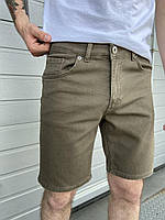 Мужские стильные базовые джинсовые шорты цвета хаки 1
