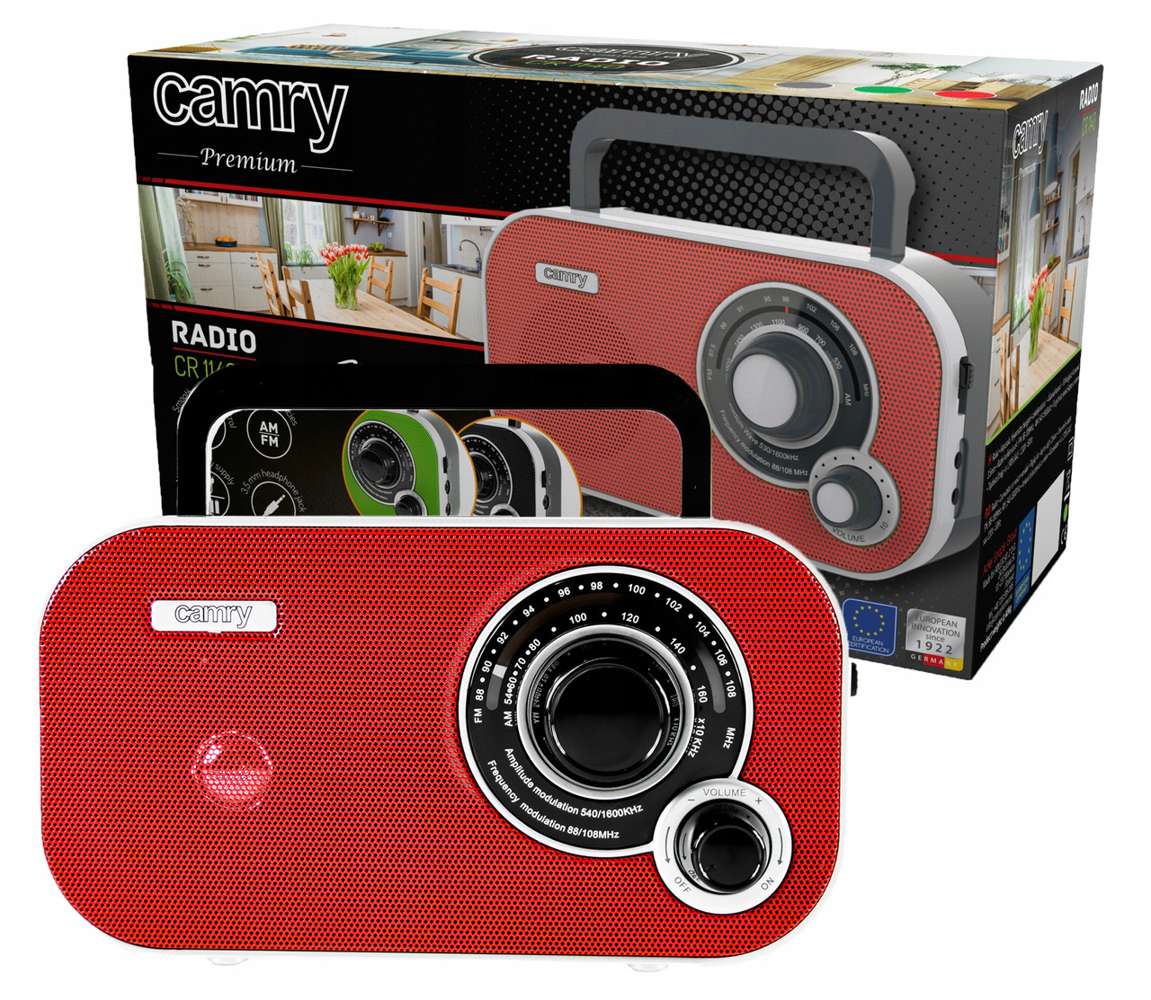 Радіоприймач Camry CR 1140 Red – портативний AM/FM, стильний червоний корпус, фото 1