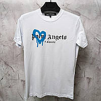 Мужская стильная брендовая футболка Palm Angels белого цвета с принтами Турецкое качество