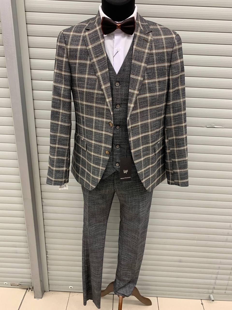 Костюм чоловічий трійка West-Fashion модель А-341 темно-сірий
